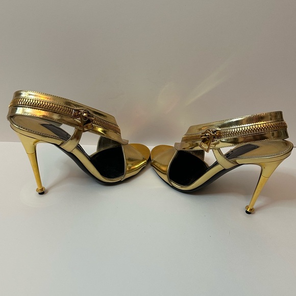 Tom Ford Gold Sling Back Sandal Heels - Picture 4 of 8